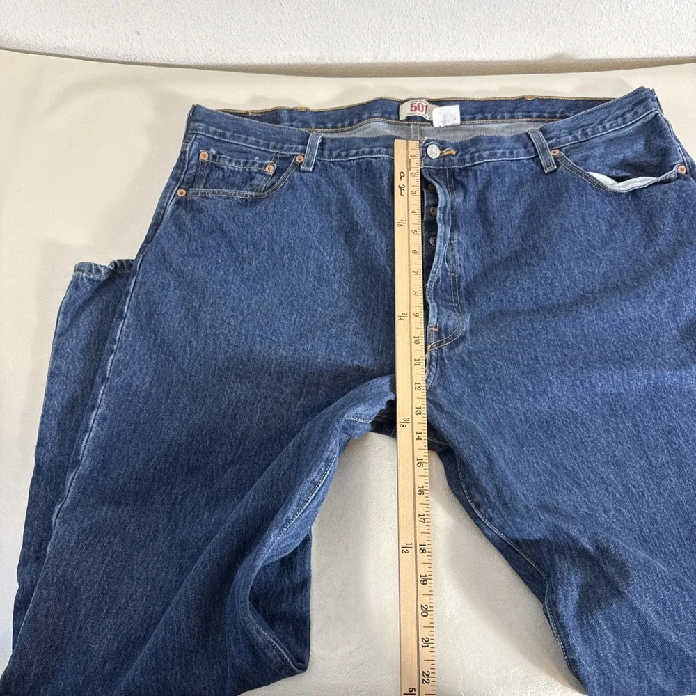 Levi's Men's Blue 501 Straight Fit Denim Jeans Button Fly 5-Pocket 46x32